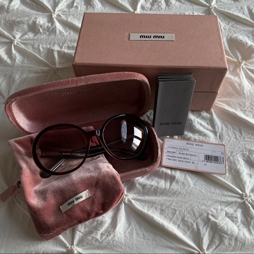 Miu Miu SMU08N Round Burgundy Sunglasses